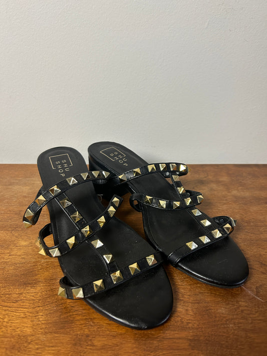 Shu Shop Black/Gold Studded Sandals - 7.5