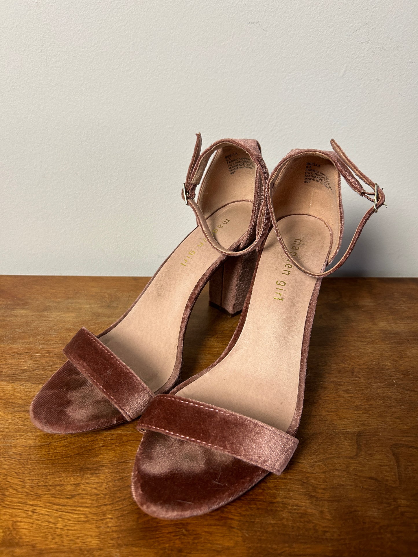 Madden Girl Pink Velvet Heeled Sandals - 8.5