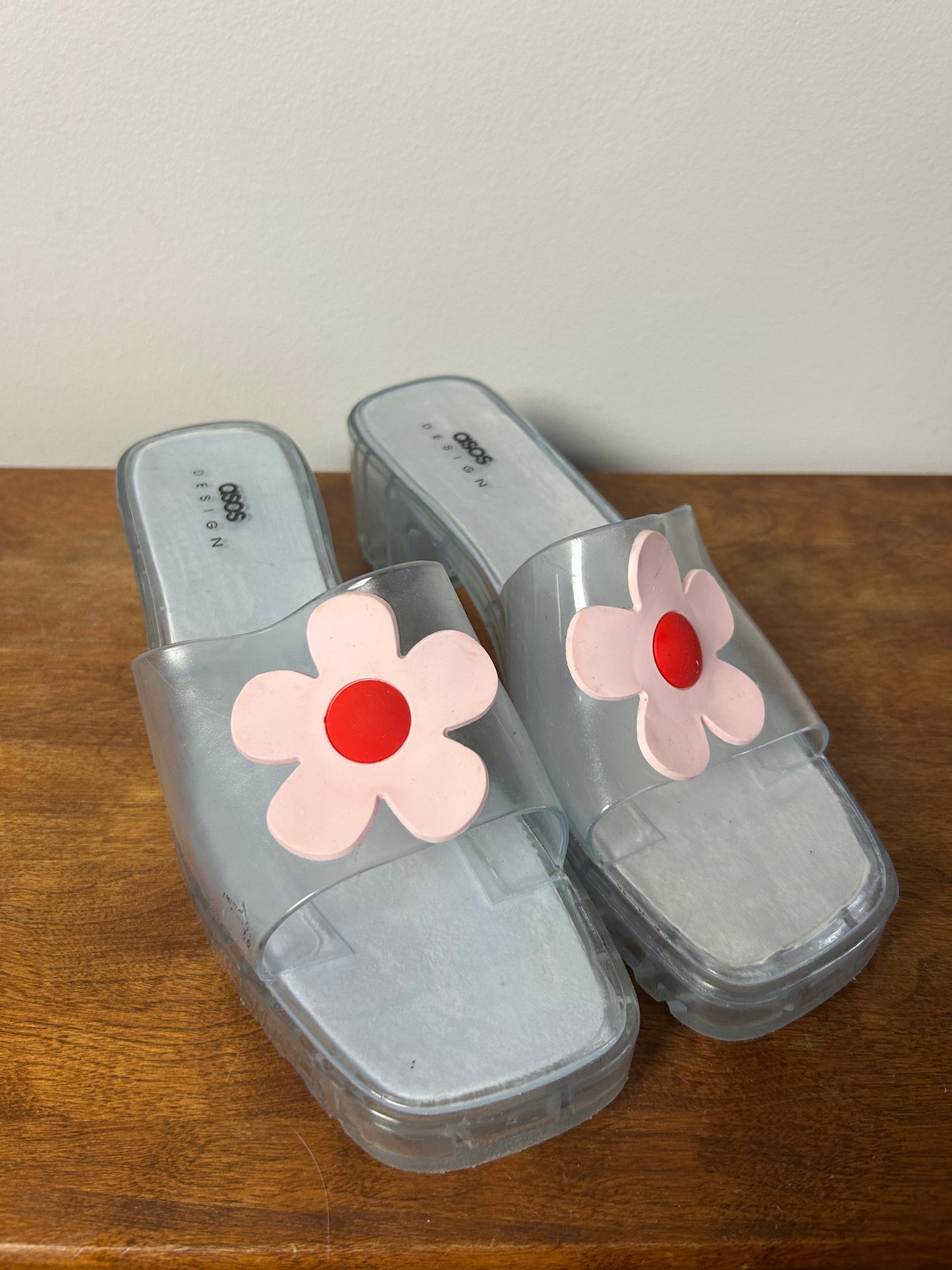 Asos Acrylic Flower Platform Sandals - 8