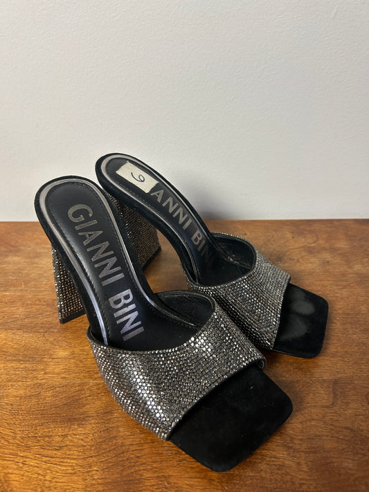 Gianni Bini Black/Rhinestone Triangle Heel Sandal - 6