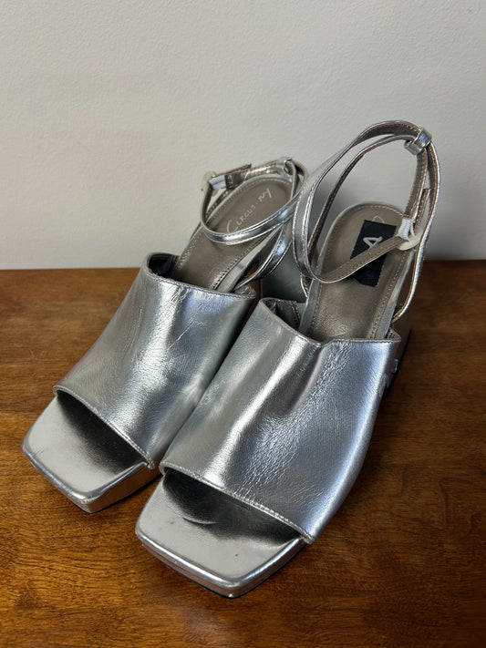 Sam Edelman Silver Platform Open Toe Sandals - 8