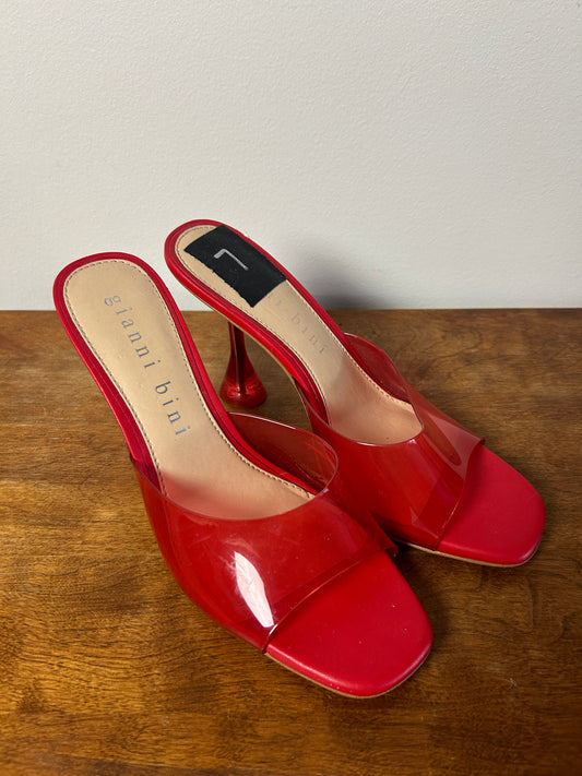 Gianni Bini Red Acrylic Open Toe Heels - 7