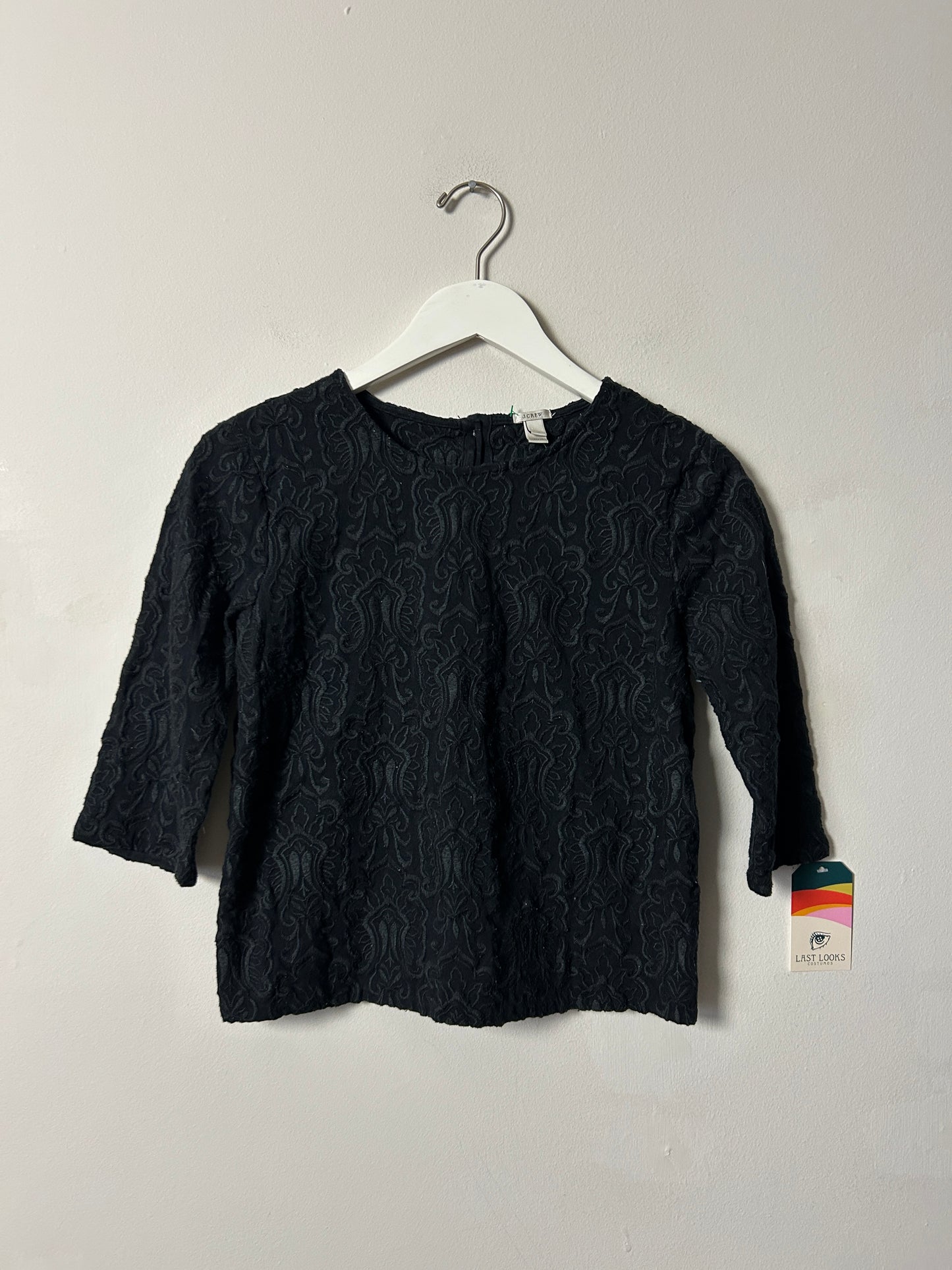 Vintage J. Crew Black Embroidered Top - XS